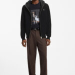 ז’קט קפוצ’ון הוגו HUGO שחור דגם Relaxed-fit hooded jacket פוליאסטר ארוג ניילון לוגו