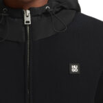 ז’קט קפוצ’ון הוגו HUGO שחור דגם Relaxed-fit hooded jacket פוליאסטר ארוג ניילון לוגו