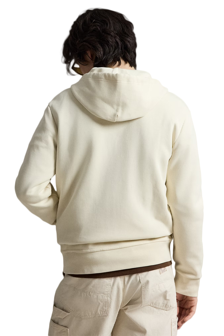 עליונית קפוצ’ון פולו ראלף לורן polo ralph lauren קרם דגם Double-Knit Hoodie תשלובת כותנה רוכסן מלא רקמה