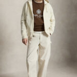 עליונית קפוצ’ון פולו ראלף לורן polo ralph lauren קרם דגם Double-Knit Hoodie תשלובת כותנה רוכסן מלא רקמה