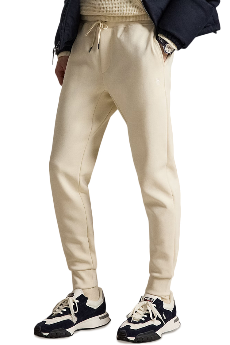 מכנס טרנינג פולו ראלף לורן polo ralph lauren קרם דגם Double-Knit Jogging Bottoms תשלובת כותנה רקמה שרוול