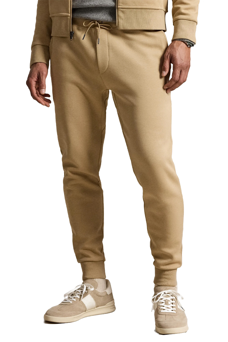 מכנס טרנינג פולו ראלף לורן polo ralph lauren בז' דגם Double-Knit Jogging Bottoms תשלובת כותנה רקמה שרוול