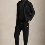מכנס טרנינג פולו ראלף לורן polo ralph lauren שחור דגם Double-Knit Jogging Bottoms תשלובת כותנה רקמה שרוול