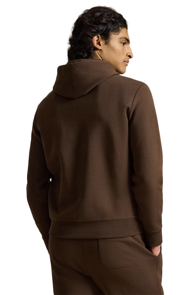 קפוצ’ון פולו ראלף לורן polo ralph lauren חום דגם Double-Knit Hoodie תשלובת כותנה כיס קנגורו רקמה