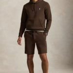 קפוצ’ון פולו ראלף לורן polo ralph lauren חום דגם Double-Knit Hoodie תשלובת כותנה כיס קנגורו רקמה