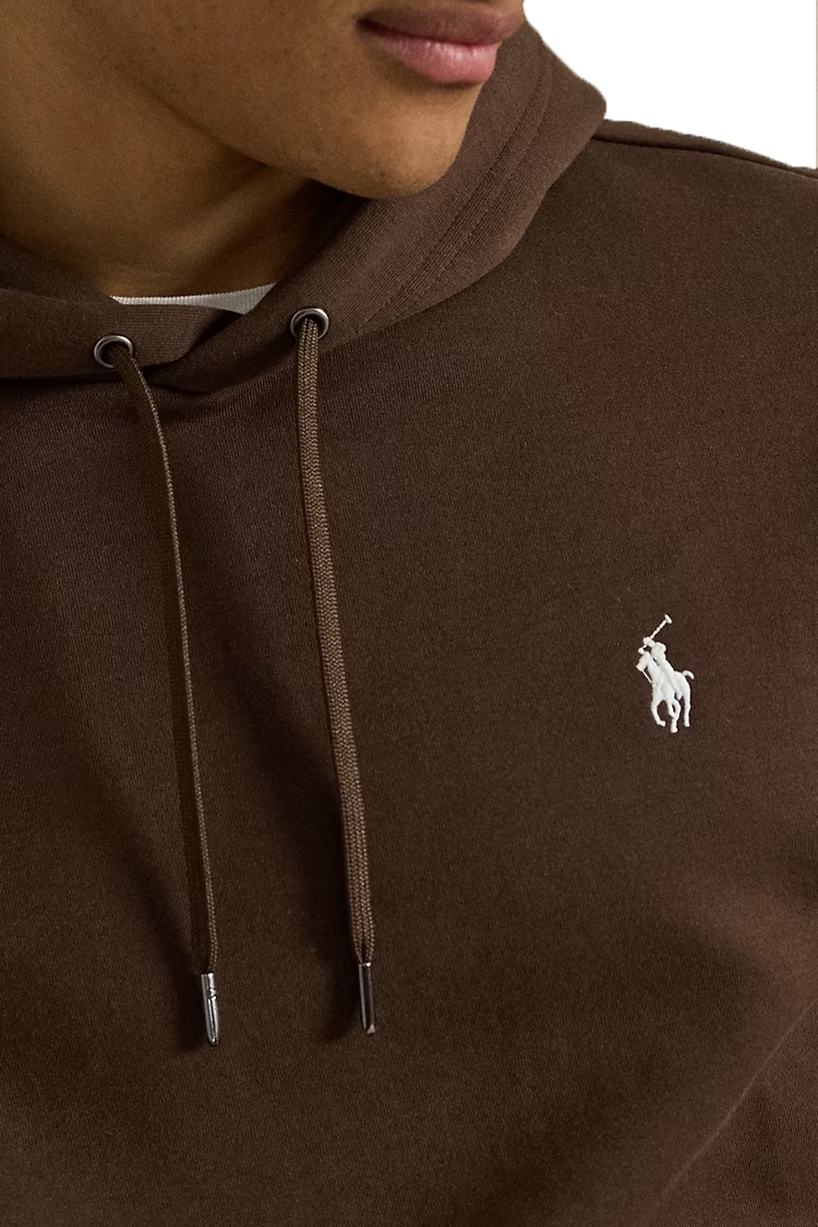 קפוצ'ון פולו ראלף לורן polo ralph lauren חום דגם Double-Knit Hoodie תשלובת כותנה כיס קנגורו רקמה