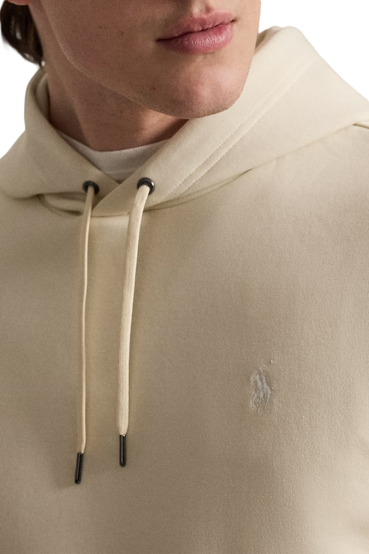 קפוצ'ון פולו ראלף לורן polo ralph lauren קרם דגם Double-Knit Hoodie תשלובת כותנה כיס קנגורו רקמה