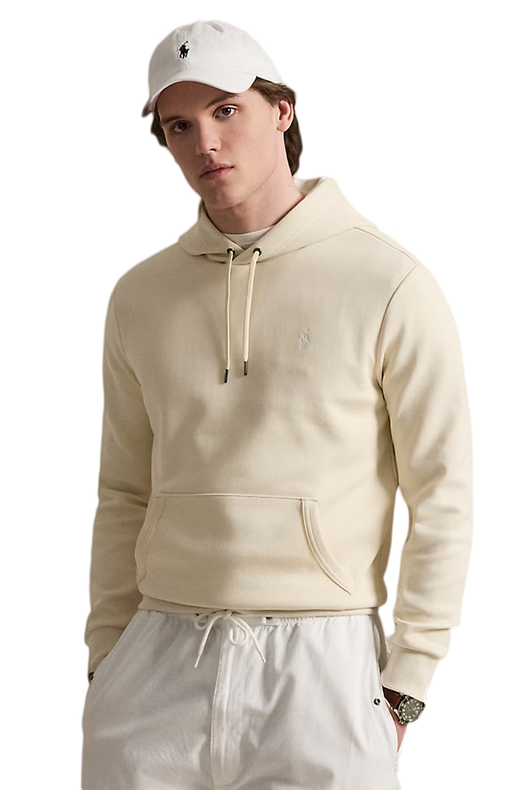 קפוצ'ון פולו ראלף לורן polo ralph lauren קרם דגם Double-Knit Hoodie תשלובת כותנה כיס קנגורו רקמה
