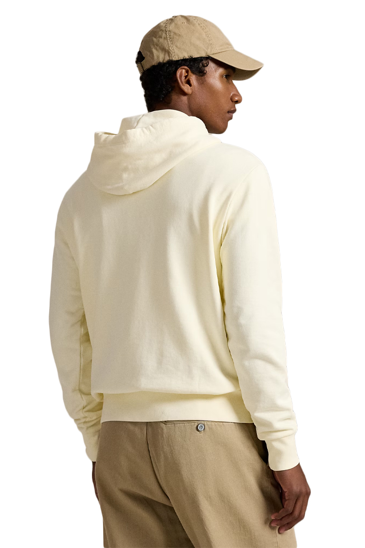 קפוצ’ון פולו ראלף לורן polo ralph lauren קרם דגם Loopback Fleece Hoodie 100 אחוז כותנה כיס קנגורו רקמה
