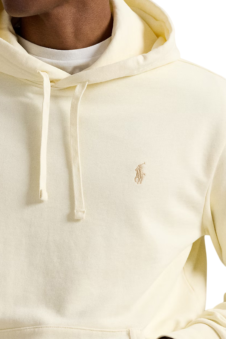 קפוצ’ון פולו ראלף לורן polo ralph lauren קרם דגם Loopback Fleece Hoodie 100 אחוז כותנה כיס קנגורו רקמה