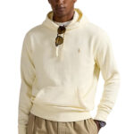 קפוצ’ון פולו ראלף לורן polo ralph lauren קרם דגם Loopback Fleece Hoodie 100 אחוז כותנה כיס קנגורו רקמה