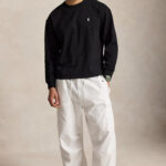 טי שירט ארוכה פולו ראלף לורן polo ralph lauren שחור דגם Relaxed Fit Jersey Long-Sleeve 100 אחוז כותנה שרוול אלסטי רקמה