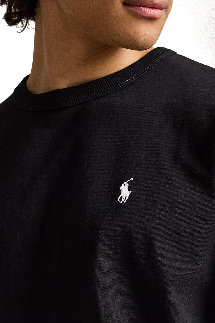 טי שירט ארוכה פולו ראלף לורן polo ralph lauren שחור דגם Relaxed Fit Jersey Long-Sleeve 100 אחוז כותנה שרוול אלסטי רקמה