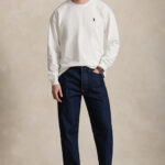 טי שירט ארוכה פולו ראלף לורן polo ralph lauren לבן דגם Relaxed Fit Jersey Long-Sleeve 100 אחוז כותנה שרוול אלסטי רקמה