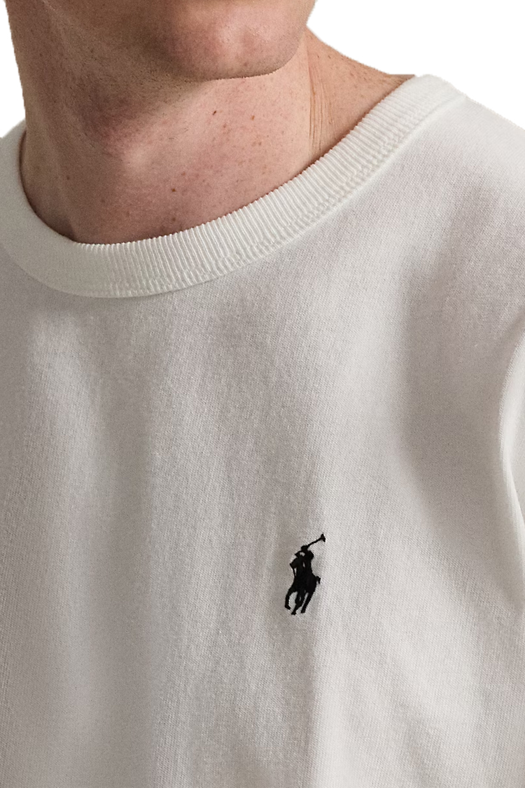 טי שירט ארוכה פולו ראלף לורן polo ralph lauren לבן דגם Relaxed Fit Jersey Long-Sleeve 100 אחוז כותנה שרוול אלסטי רקמה