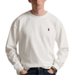 טי שירט ארוכה פולו ראלף לורן polo ralph lauren לבן דגם Relaxed Fit Jersey Long-Sleeve 100 אחוז כותנה שרוול אלסטי רקמה