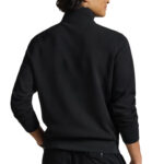 סווטשירט פולו ראלף לורן polo ralph lauren שחור דגם Double-Knit Quarter-Zip Pullover תשלובת כותנה רבע רוכסן רקמה
