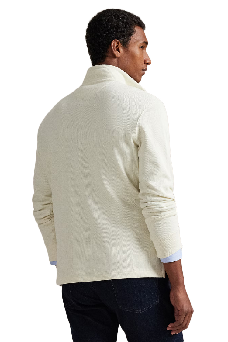 סווטשירט פולו ראלף לורן polo ralph lauren קרם דגם Estate-Rib Quarter-Zip Pullover 100 אחוז כותנה קל משקל רבע רוכסן רקמה