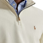 סווטשירט פולו ראלף לורן polo ralph lauren קרם דגם Estate-Rib Quarter-Zip Pullover 100 אחוז כותנה קל משקל רבע רוכסן רקמה
