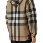 מעיל דו צדדי ברברי burberry משובץ שחור דגם Reversible Check Hooded Jacket פוליאסטר כפתורי לחיצה לוגו
