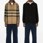 מעיל דו צדדי ברברי burberry משובץ שחור דגם Reversible Check Hooded Jacket פוליאסטר כפתורי לחיצה לוגו