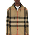מעיל דו צדדי ברברי burberry משובץ שחור דגם Reversible Check Hooded Jacket פוליאסטר כפתורי לחיצה לוגו