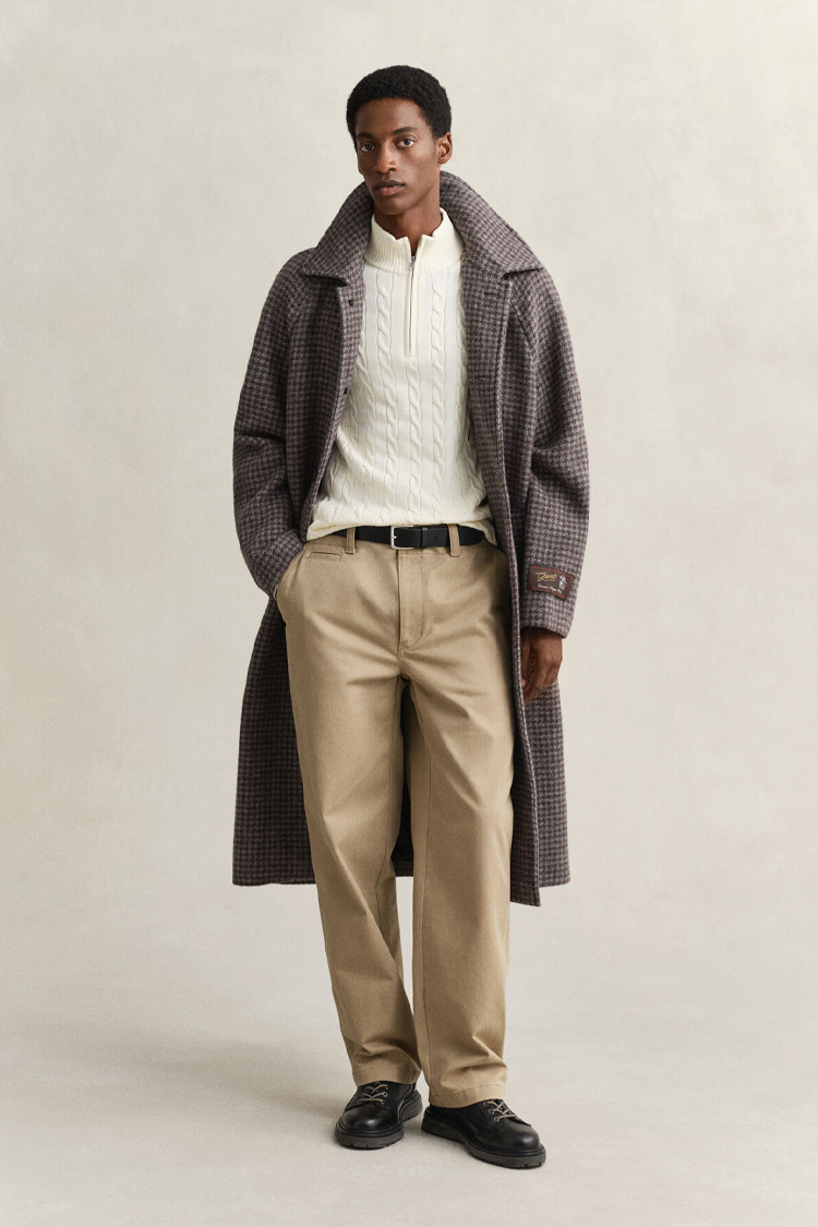סריג גאנט gant קרם דגם Cotton Cable Knit Half-Zip 100 אחוז כותנה סריגת צמות חצי רוכסן רקמה