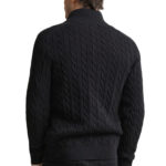 סריג גאנט gant שחור דגם Cotton Cable Knit Half-Zip 100 אחוז כותנה סריגת צמות חצי רוכסן רקמה