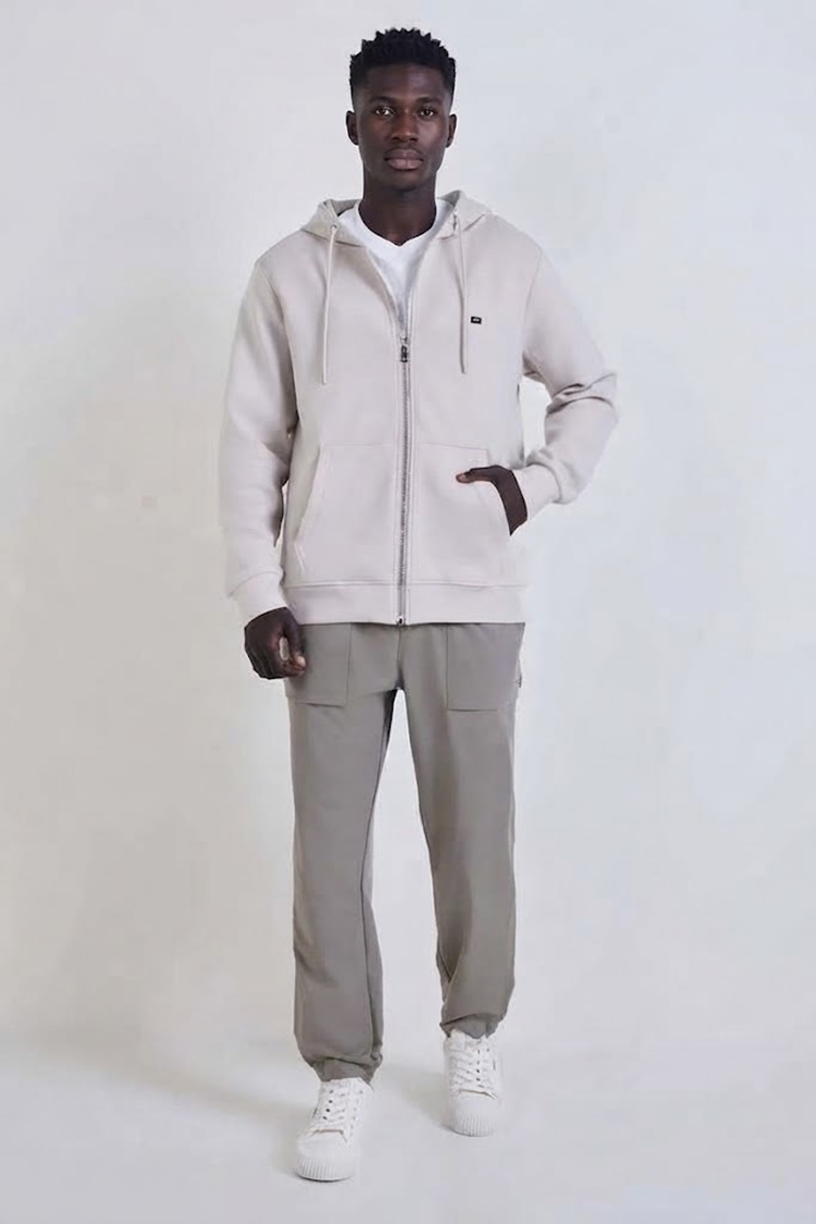 קפוצ’ון באלר BALR אוף וויט כותנה דגם Relaxed Fit Cotton רוכסן מלא לוגו