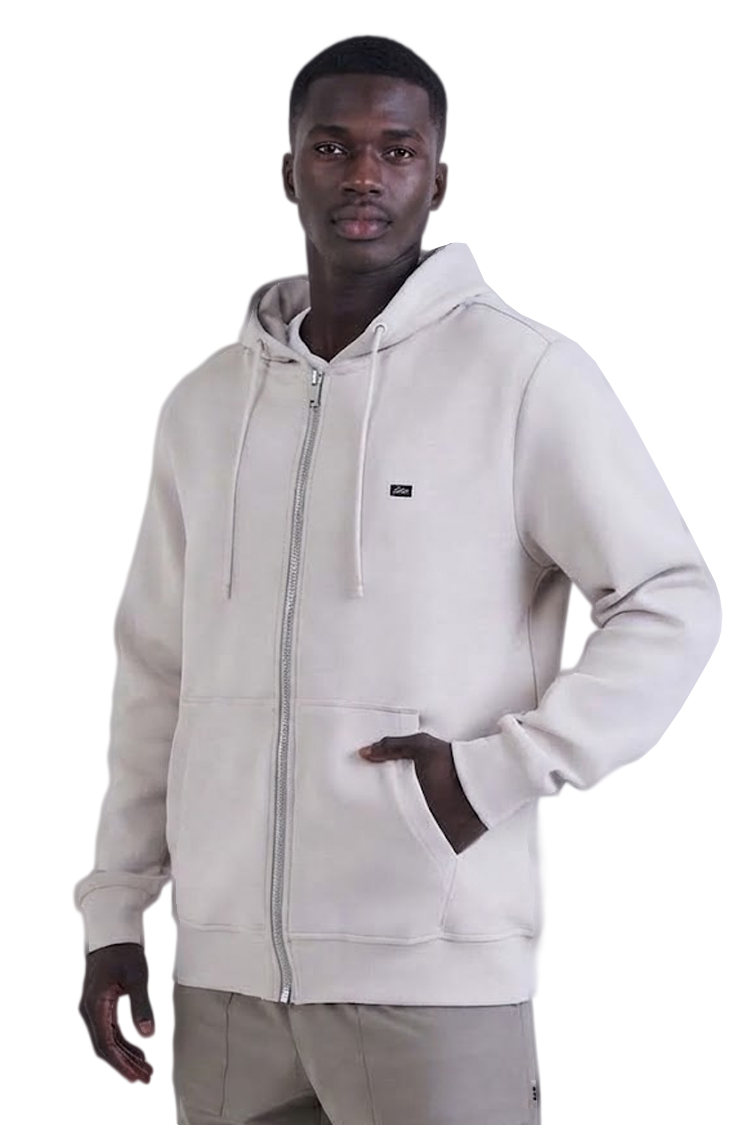 קפוצ'ון באלר BALR אוף וויט כותנה דגם Relaxed Fit Cotton רוכסן מלא לוגו