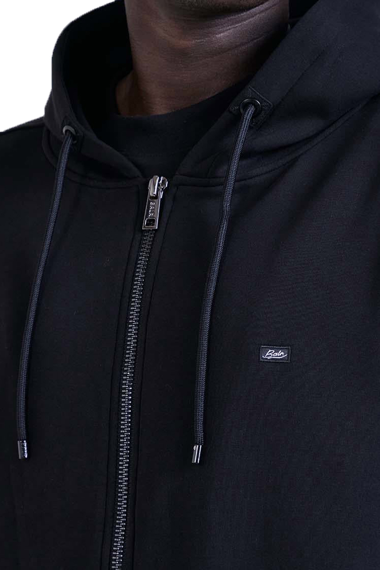 קפוצ'ון באלר BALR שחור כותנה דגם Relaxed Fit Cotton רוכסן מלא לוגו