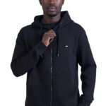 קפוצ’ון באלר BALR שחור כותנה דגם Relaxed Fit Cotton רוכסן מלא לוגו