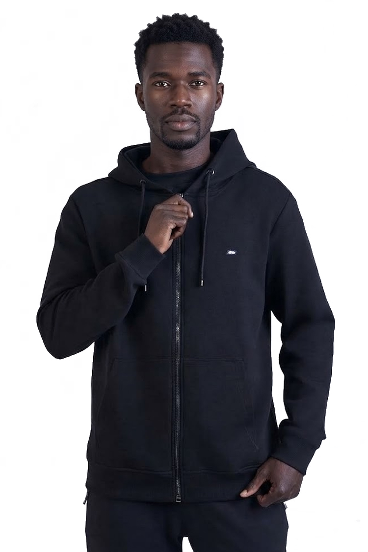 קפוצ'ון באלר BALR שחור כותנה דגם Relaxed Fit Cotton רוכסן מלא לוגו