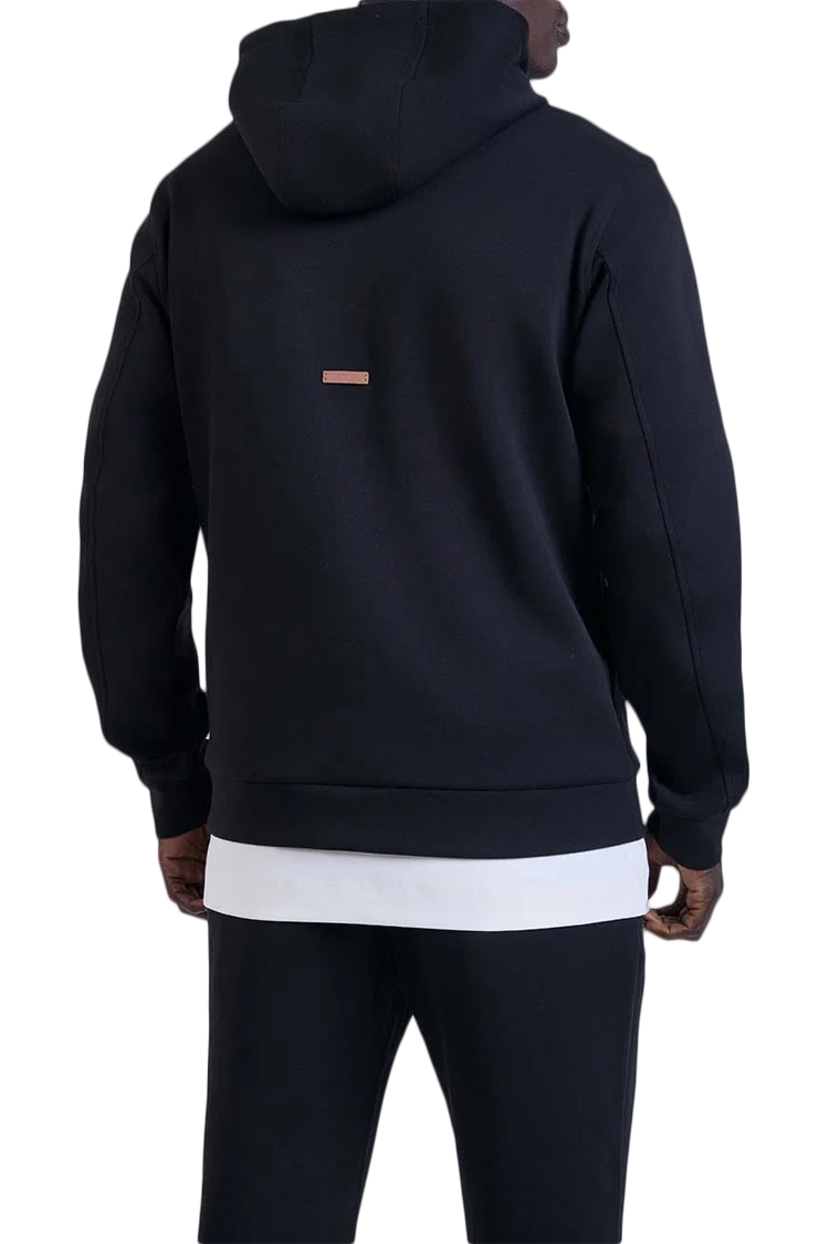 קפוצ’ון באלר balr שחור דגם Relaxed Fit Cotton Hoodie תשלובת כותנה דיטייל לוגו תפור תווית עקב
