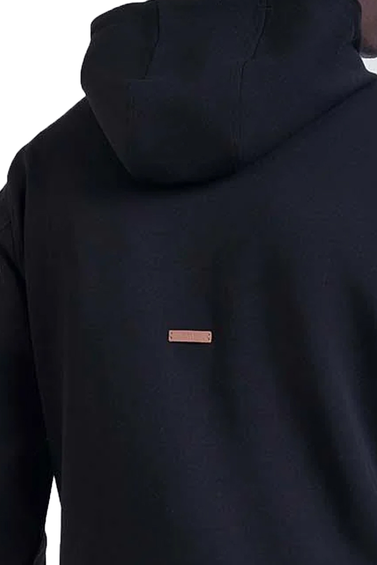 קפוצ'ון באלר balr שחור דגם Relaxed Fit Cotton Hoodie תשלובת כותנה דיטייל לוגו תפור תווית עקב