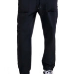 מכנס צ’ינו באלר balr שחור דגם Regular-Fit Nylon Pants תשלובת ניילון חגורה אלסטית כיסי פאץ לוחית כסופה