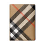 ארנק כרטיסים ברברי burberry בז משובץ דגם Check Folding Card Case עור טקסטיל חריצי כרטיסים