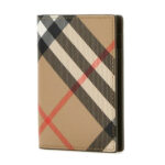 ארנק כרטיסים ברברי burberry בז משובץ דגם Check Folding Card Case עור טקסטיל חריצי כרטיסים