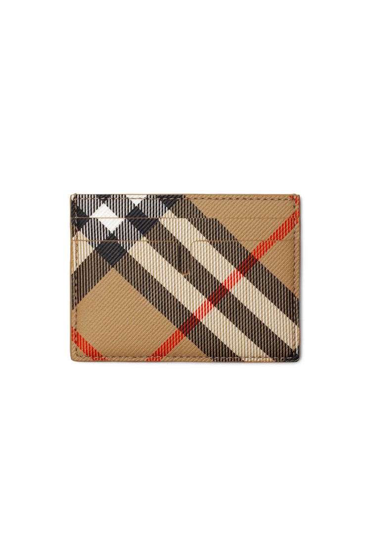 ארנק כרטיסים ברברי burberry משובץ דגם Check Card Case עור כבש טקסטיל 4 חריצי כרטיסים תא מרכזי