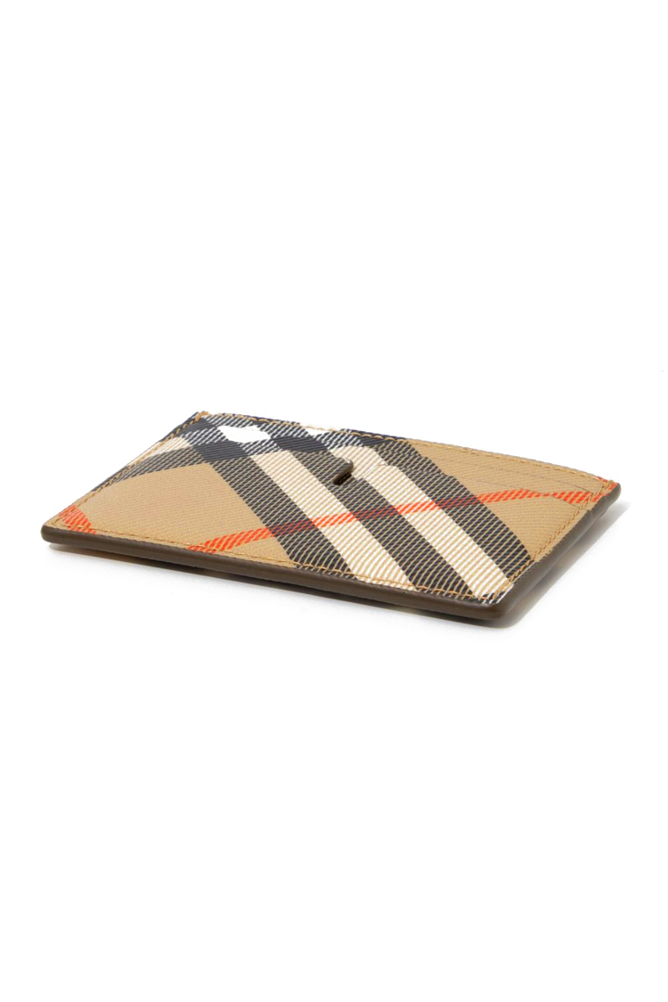 ארנק כרטיסים ברברי burberry משובץ דגם Check Card Case עור כבש טקסטיל 4 חריצי כרטיסים תא מרכזי