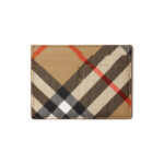 ארנק כרטיסים ברברי burberry משובץ דגם Check Card Case עור כבש טקסטיל 4 חריצי כרטיסים תא מרכזי