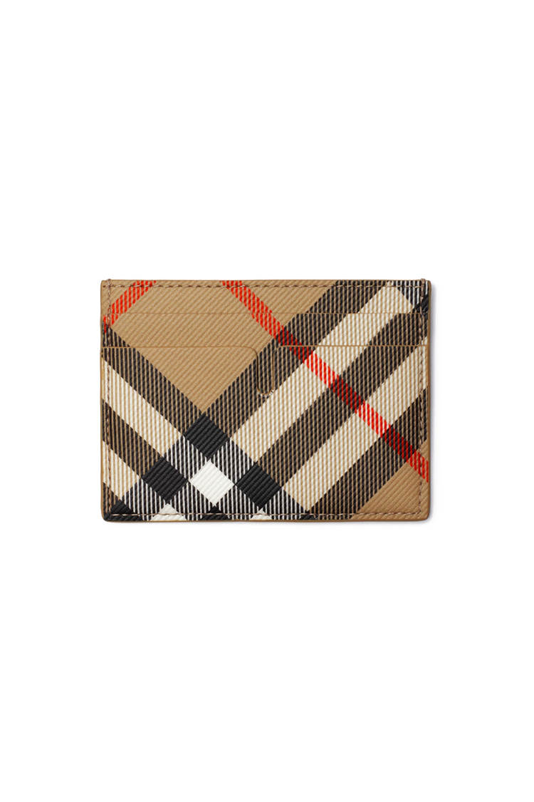 ארנק כרטיסים ברברי burberry משובץ דגם Check Card Case עור כבש טקסטיל 4 חריצי כרטיסים תא מרכזי