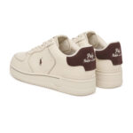 סניקרס פולו ראלף לורן POLO RALPH LAUREN שמנת/חום עור גזרת מיד דגם Masters court leather trainer