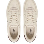 סניקרס פולו ראלף לורן POLO RALPH LAUREN שמנת/חום עור גזרת מיד דגם Masters court leather trainer