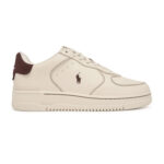 סניקרס פולו ראלף לורן POLO RALPH LAUREN שמנת/חום עור גזרת מיד דגם Masters court leather trainer