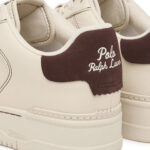 סניקרס פולו ראלף לורן POLO RALPH LAUREN שמנת/חום עור גזרת מיד דגם Masters court leather trainer