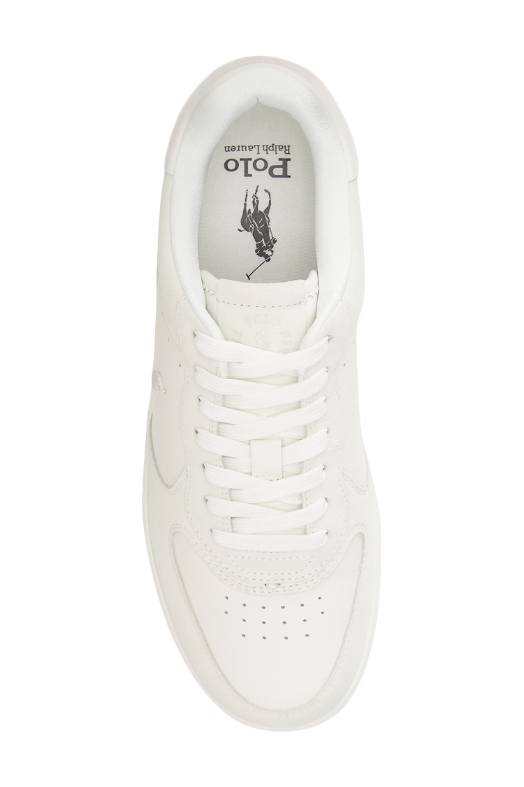 סניקרס עור פולו ראלף לורן Polo Ralph Lauren לבן שמנת דגם Masters Court גזרה MID עור וזמש