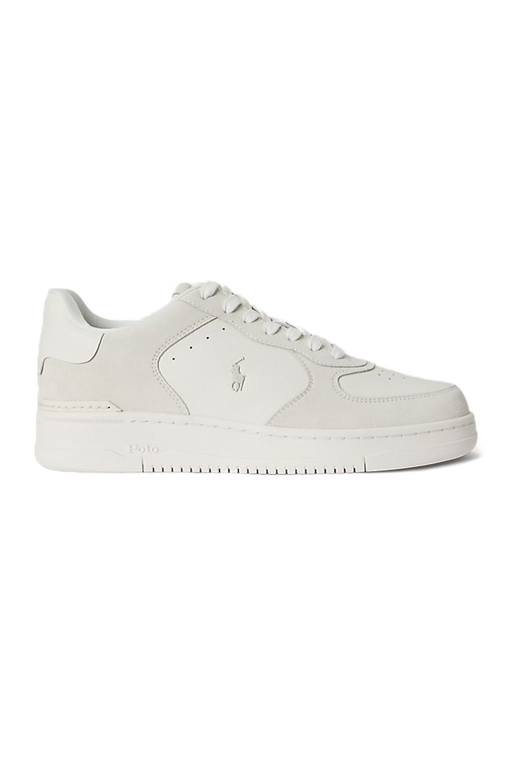 סניקרס עור פולו ראלף לורן Polo Ralph Lauren לבן שמנת דגם Masters Court גזרה MID עור וזמש