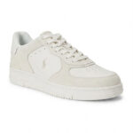 סניקרס עור פולו ראלף לורן Polo Ralph Lauren לבן שמנת דגם Masters Court גזרה MID עור וזמש