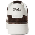 סניקרס עור פולו ראלף לורן Polo Ralph Lauren לבן חום דגם Masters Court גזרה MID עור וזמש